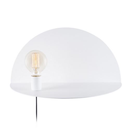 HOMEMANIA Lampe Murale Shelfie - Applique - avec Étagère - pour Séjour, Chambre - Blanc en Métal, 50 x 25 x 25 cm, 1 x E27, Max 100 W