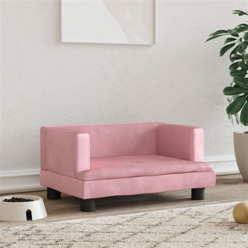 Lit pour chien - VIDAXL - Modèle rose - 60x40x30 cm - Velours - Convient aux petits chiens