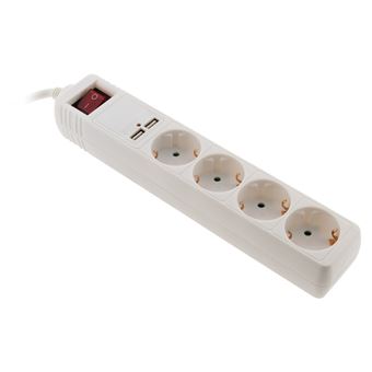 Zenitech - Multiprise Schuko 4x16A + 2 USB-A - Blanc - 1