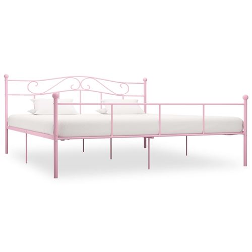 Cadre de lit rose m&eacute;tal 200x200 cm cadre 2 personnes