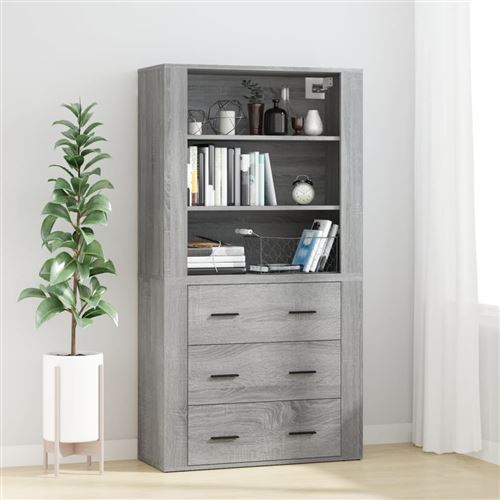 Non Communiqué Gris Vidaxl Buffet Haut, Armoire Latérale, Meuble De Rangement, Organisateur De Salon Salle De Séjour, Moderne, Sonoma Bois D'ingénierie