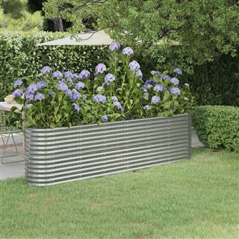 vidaXL Lit surélevé de jardin Acier enduit de poudre Argenté318907 - 1