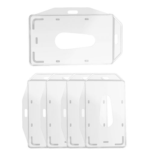 Porte Badge Porte Carte Plastique Rigide Transparent [Lot 5] pour carte de crédit/carte identité/carte fidélité/carte bus/carte cantine/badge bureau