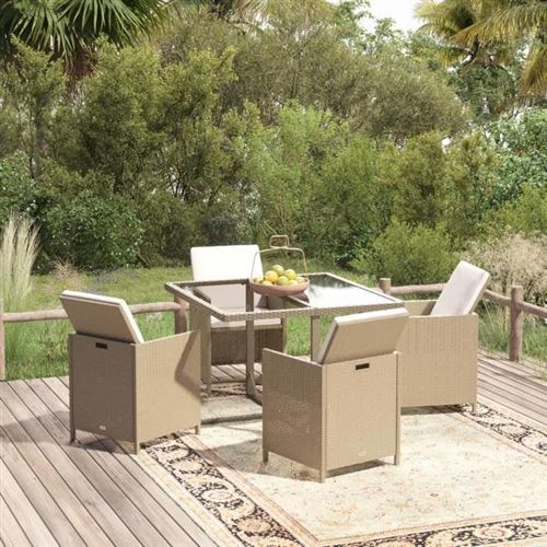 Non Communiqué Beige Vidaxl Meubles À Dîner De Jardin Et Coussins 5 Pcs Mobilier De Salle À Manger Table Et Chaises De Repas Terrasse Patio 3095515