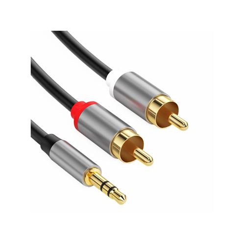 Non Communiqué Noir Câble Audio Jack 3,5Mm Vers 2 Rca Double Blindage 3M Avizar