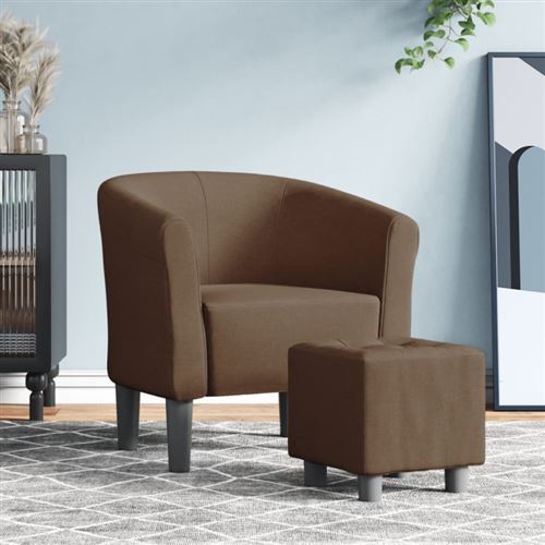 Non Communiqué Marron Vidaxl Kuipstoel Met Voetenbankje Tissu