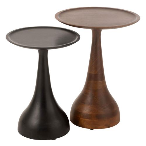 Paris Prix Marron/Noir Lot De 2 Tables D'appoint Rondes - & - Image 2