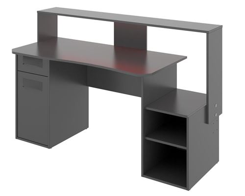 Meuble de bureau gaming en bois MDF coloris noir - Longueur 160 x
