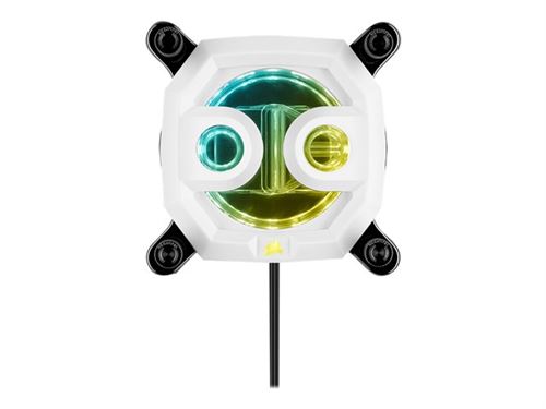 CORSAIR Hydro X Series XC7 RGB - Bloc de refroidissement d'unité centrale par eau pour système de refroidissement - (pour : LGA1156, LGA1155, LGA1150, LGA1151, AM4, LGA1200) - base en cuivre plaqué nickel - blanc