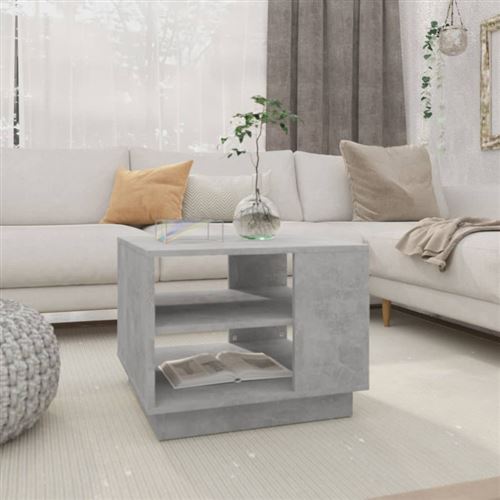 Table basse gris béton 55x55x43 cm bois d ingénierie