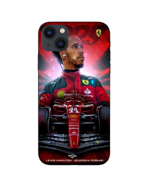 Capa Maniacase para iPhone 13 mini Lewis Hamilton Ferrari oficial preto