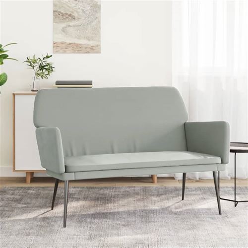 vidaXL - Banc - Velours - Gris Clair - 108x79x79 cm - Image 3