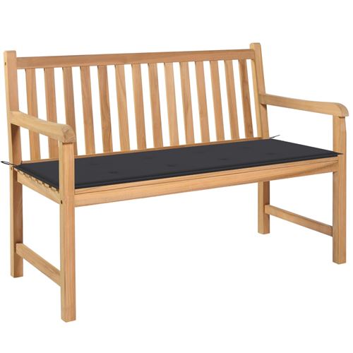 vidaXL Banc de jardin avec coussin anthracite 120 cm Teck massif