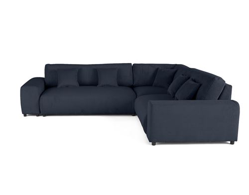 Bestmobilier Bleu Garance - Canapé Modulable D'angle Droit - 5 Places - En Velours Côtelé - Nuit - Image 2