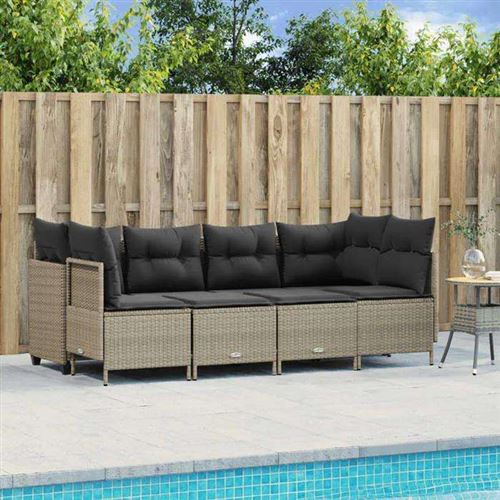 Vidaxl Gris/Clair Salon De Jardin 5 Pcs Avec Coussins - Image 2
