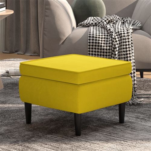 Non Communiqué Jaune Vidaxl Tabouret Avec Pieds En Bois Velours329443 - Image 1