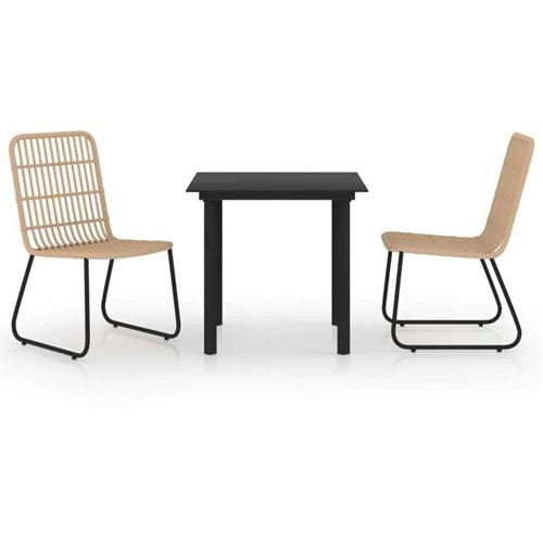 Non Communiqué Marron Salon De Jardin Vidaxl Rotin 3 Pieces