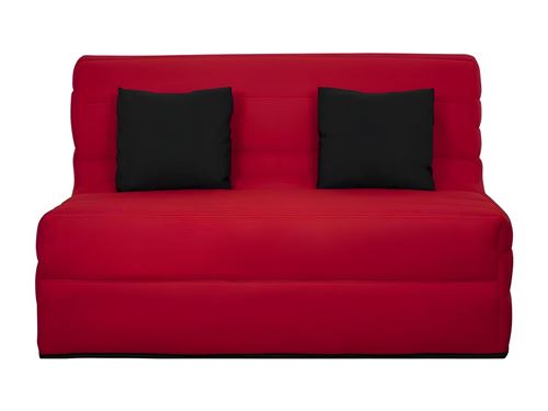 DUNLOPILLO Banquette BZ - Tissu Rouge + 2 coussins noir - L 140 x P 99 x H 98 cm - Made in France - ALICE