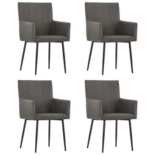 vidaXL Chaises de salle à manger avec accoudoirs 4 pcs Taupe Tissu