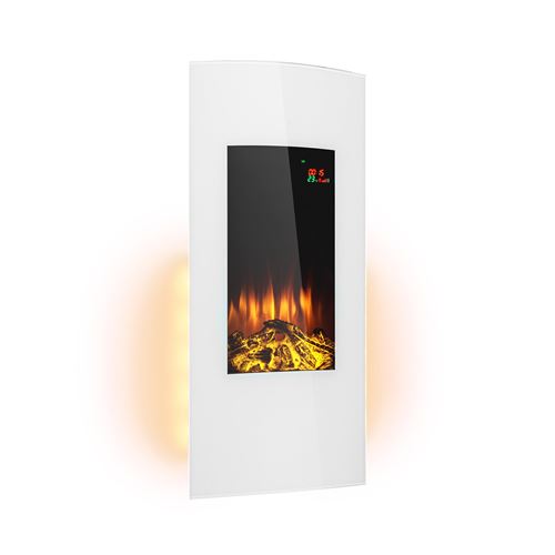 Cheminée Électrique - Klarstein Lamington - 2000 W Flammes Led - Chauffage À Air Pulsé - Blanc