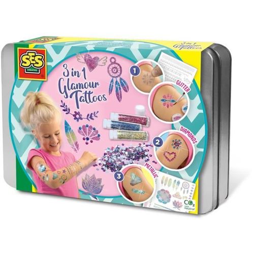 Tatouages Glamour 3 en 1 - Multicolore - Blanc - Pour enfants - Dès 5 mois