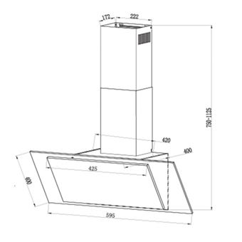 Hotte aspirante Plasma inclinée TA6PLAMVN Noir 60 cm 623m3/h