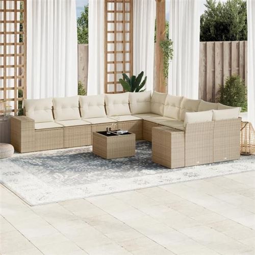 vidaXL Ensemble de jardin 11 pcs - Beige