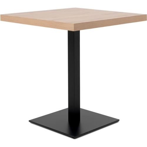 Table à manger seule QUADRATO - 4 personnes - Mélaminé chêne et noir - L70 x H75 x P70 cm