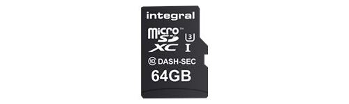 Integral Dash Cam and Security Camera - Carte mémoire flash (adaptateur microSDXC vers SD inclus(e)) - 64 Go - UHS Class 3 / Class10 - microSDXC UHS-I