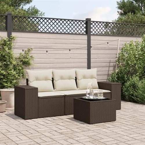 Vidaxl Marron Salon De Jardin 4 Pcs - Image 3