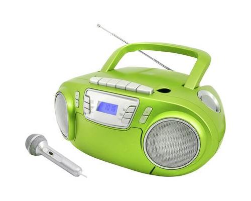 soundmaster SCD5800GR Radio-lecteur CD FM FM USB Cassette Radiocassette avec microphone vert