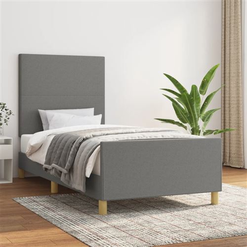 VIDAXL - Cadre de lit - 100x200 cm - Gris foncé - Image 2