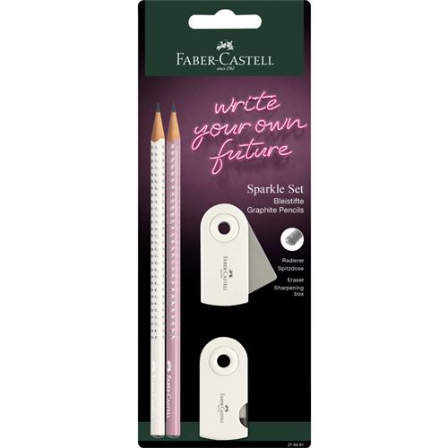 FABER-CASTELL Kit d'écriture GRIP SPARKLE, blanc