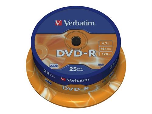  Verbatim - 25 x DVD-R - 4.7 Go 16x - argent mat - spindle 