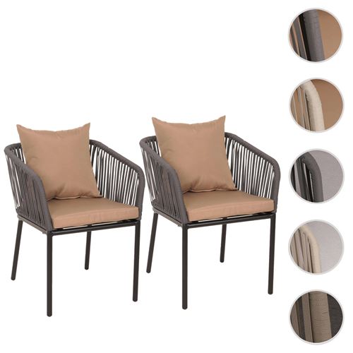 Mendler Gris Lot De 2 Chaises De Jardin Aluminium - Graphite - Image 3