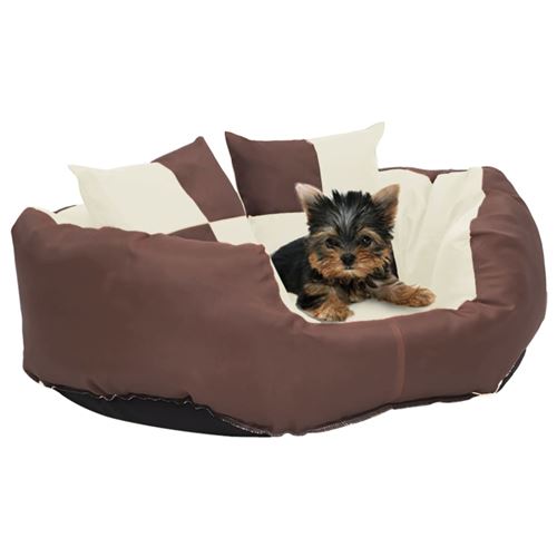 Comparer les prix de vidaXL Coussin réversible lavable de chien Marron et crème 65x50x20 cm