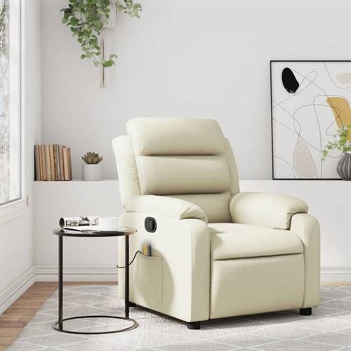 vidaXL - Fauteuil de relaxation - Fauteuil de massage - Crème - Image 2
