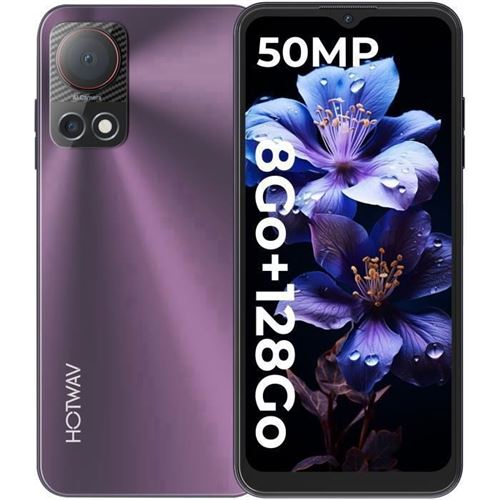 HOTWAV Note 13 Smartphone Pas Cher-Cadeaux Valentin- 6.6 HD+ 5160mAh 8Go + 128Go Caméra 50MP+16MP Téléphone Portable 4G - Violet