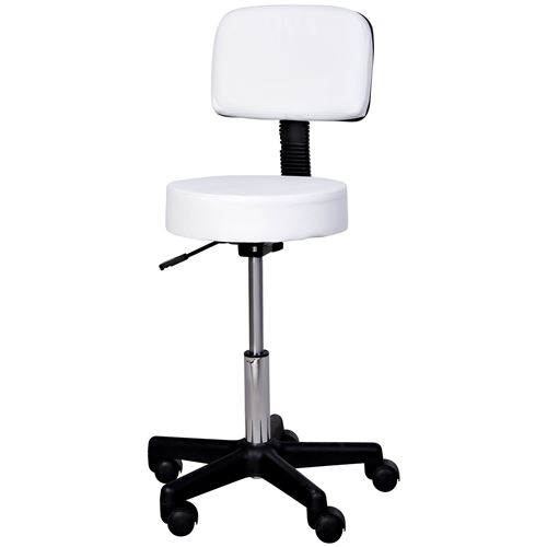 Tabouret massage à roulettes réglable en hauteur pivotant avec dossier  ergonomique blanc - Achat & prix