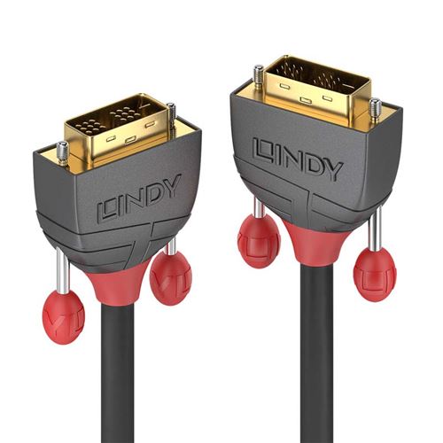 Lindy Anthra Line - Câble DVI - liaison simple - DVI-D (M) pour DVI-D (M) - 25 m - rond, vis moletées, support 1080p - noir