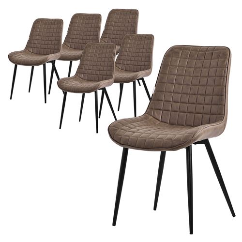 Non Renseigné Marron Ml-Design Lot De 6 Chaises De Salle À Manger, Assise En Simili Avec Pieds - Image 3