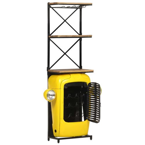 Vidaxl cave &agrave; vin tracteur jaune 49x31x172 cm bois de manguier solide 320488 