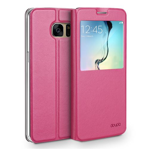 doupi Deluxe FlipCover pour Samsung Note 5, avec fenêtre magnétique Book Style protection écran stand Protecteur d'écran Case, rouge