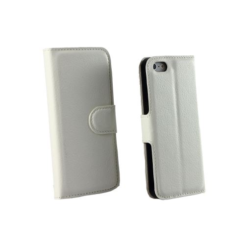 Coque pour iPhone 5 / 5S / SE – Etui Portefeuille Blanc Protection Rabat Clapet Aimanté Rangement Cartes [Phonillico®]
