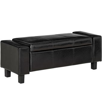 60 Sur Banc Coffre De Rangement 2 En 1 P U Capitonne 106l X 40l X 40h Cm Noir Achat Prix Fnac