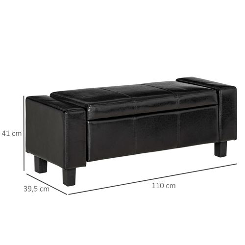 55 Sur Banc Coffre De Rangement 2 En 1 Simili Cuir Capitonne 106l