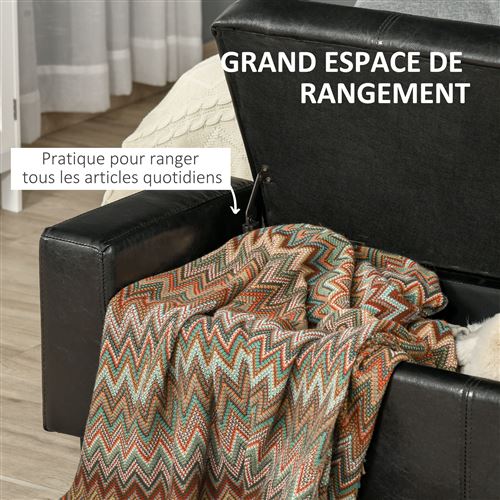 55 Sur Banc Coffre De Rangement 2 En 1 Simili Cuir Capitonne 106l