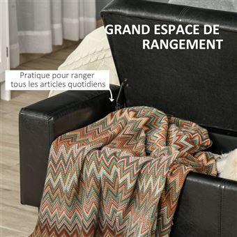 60 Sur Banc Coffre De Rangement 2 En 1 P U Capitonne 106l X 40l X 40h Cm Noir Achat Prix Fnac