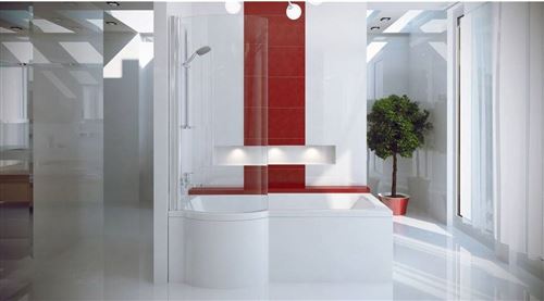 Baignoire INSPIRO 150/160/170 cm x 70 cm + pare baignoire - Angle: Gauche - Dimensions: 170cm
