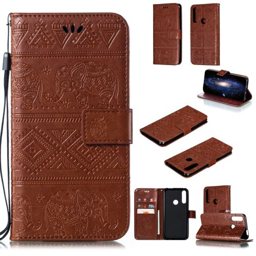 Etui en PU l'éléphant marron pour votre Huawei P Smart Z/Y9 Prime 2019